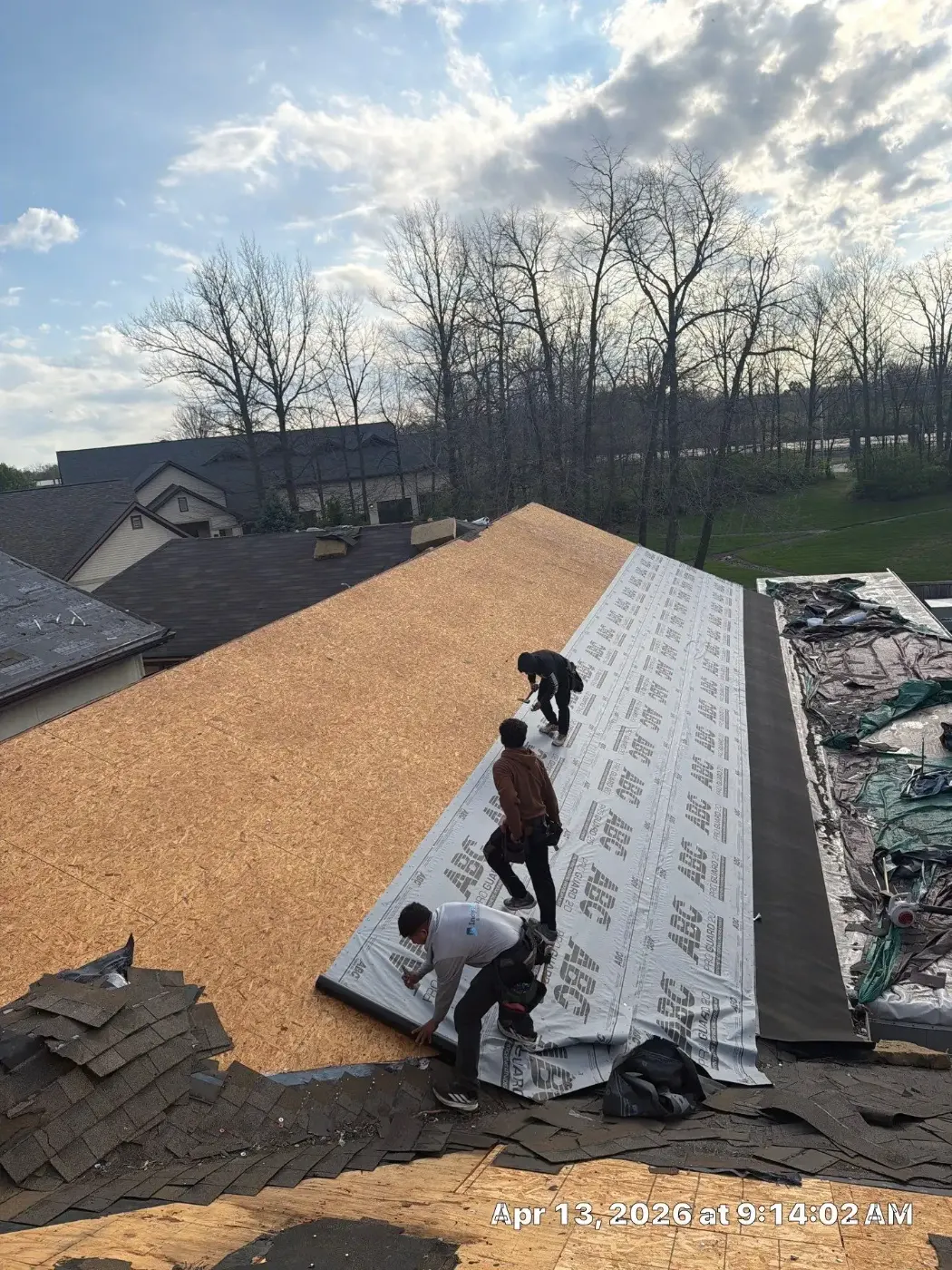 Tarping and dry-in on a Shelbyville commercial roof